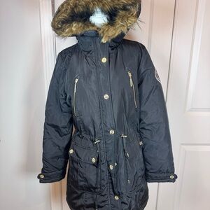 Rocawear ArcticBlast Puffer Parka w/ Fur Hood & Rhinestone Winter Ski Black M